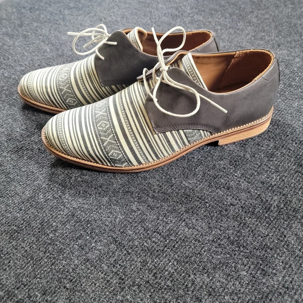 J Shoes Grail Fab Leather Textile Oxford Men Size 11 Gray Stripe Lace‎ Up